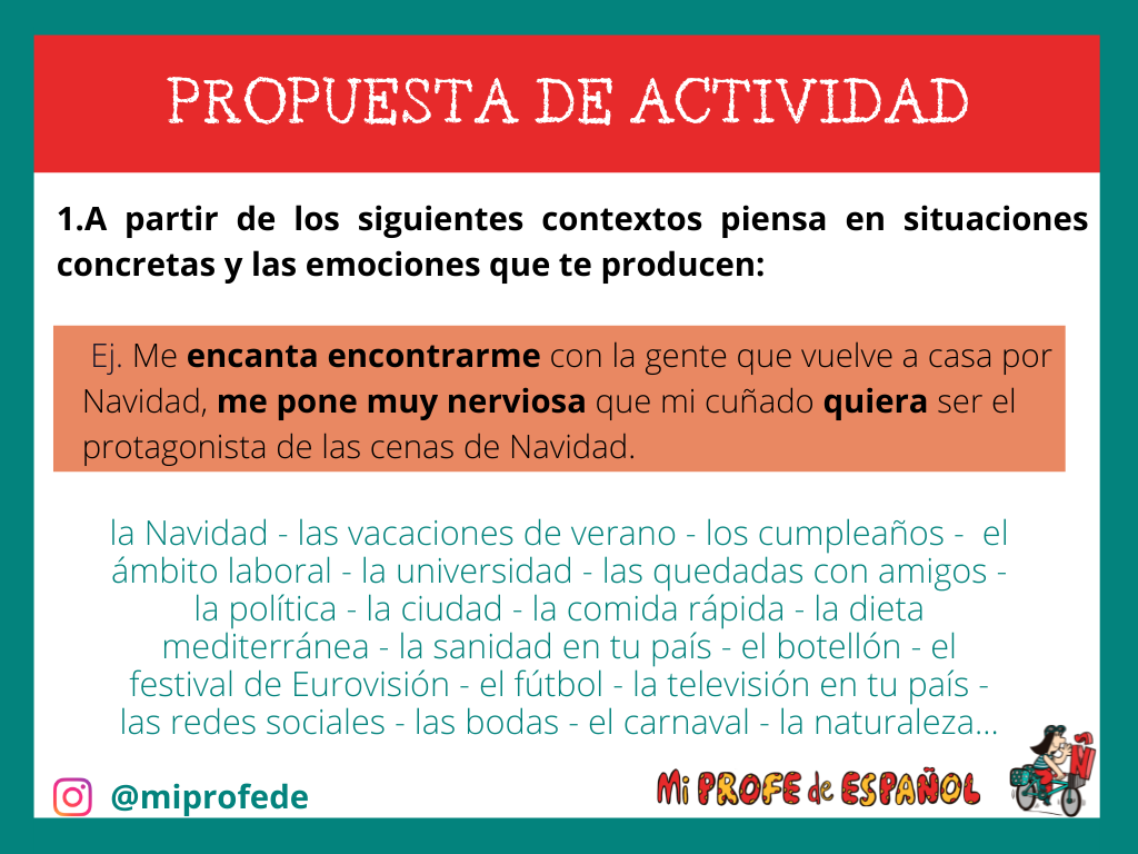 Expresar emociones en español con verbo de emoción y subjuntivo